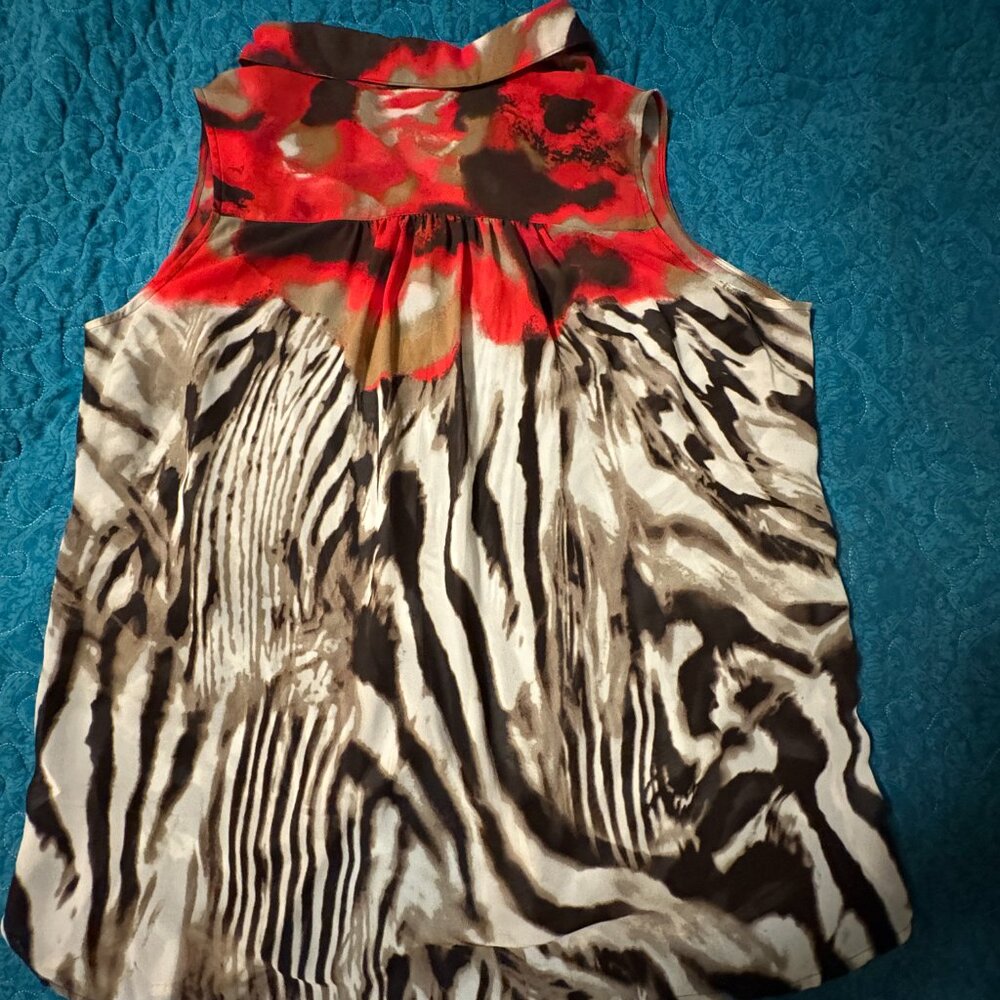 Susan Graver Sleeveless Animal Print Button Up Blouse Size L - Picture 6 of 6
